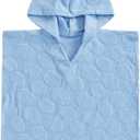 Geagodelia Hooded Swimming Poncho Towels for Kids Toddler Baby Boys Terry Towelling Scallop Pattern Soft Changing Robe Towel Beach Cover Up 2-4Y