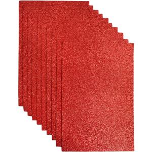 Jtnohx Glitter Felt Fabric, 10pcs Glitter Felt Sheets for Crafts, 8 x12 inches Felt Square Glitter for Party Holiday Greeting Festival Projects (Red)