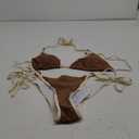 SHENHE Women's Sexy Bikini Sets Ring Triangle Tie Bathing Suits 2 Piece Swimsuits (Medium, Coffee Brown)