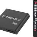 1080p HD Media Player, Mini MP4 Digital Media Player with AV/HDMI/VGA/YPbPr/H.263/Mpeg1/2/4-HD Output w/Remote Control Supports SD Cards USB Drives Devices (US Plug)