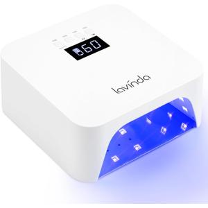 Lavinda UV Light for Gel Nails, Professional UV LED Nail Lamp 2X Faster Curing Nail Dryer Nail Light Compatible with All Gel Types for Home Salon (NovaGlow White)