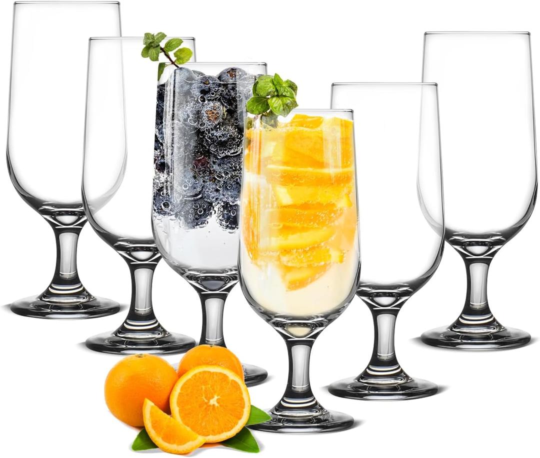 CHLJAR 12oz Water Goblets Set of 6, Clear Goblet Glasses Set for Home Bar, Wedding, Party, Elegant Design for Iced Tea, Sangria, Juice, Dishwasher Safe, Perfect for Daily Use Special Occasions