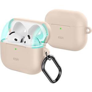ESR for AirPods 4 Case, Compatible with Apple AirPods 4 Case (2024) (USB-C), Magnetic Lid, Full Drop Protection Cover with Carabiner, Cloud Series, Desert Titanium