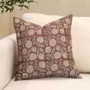 Amor Virisso Floral Pillow Covers 18x18 Throw Pillow Covers Vintage Block Print Pillow Cover Neutral Couch Pillows for Living Room Farmhouse Decorative Accent Sofa Pillows, Brown