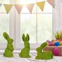 Easter Bunny Decorations,Resin Moss Bunny Figurine Features Larger Ears,Garden Artificial Moss Rabbit Easter Dcor Easter Party Favors Gifts