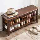 XKZG Shoe Rack Bench Wooden Shoe Storage Bench Entryway Bench, Brown, 39.4"
