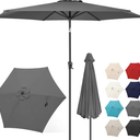 Patio Kingdom 6.5' x 10' Rectangular Patio Umbrella Large Outdoor Market Umbrella w/UV Protection, Push Button Tilt and Crank Lift, Rectangle Table Umbrella for Garden, Deck, Pool, Patio, Grey