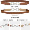 JASGOOD Women Skinny Elastic Belt for Dresses,Thin Retro Stretch Waist Belt with Golden Buckle (M Belt Length 31in,Up to 35in, A-black+brown(silver Buckle))