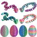 4PCS 3D Printed Animal Egg Set,Crystal Animals Egg Fidget Toy with Salamander Inside Easter Halloween for Kids (Salamander Multicolor+Rainbow) (Salamander Candy Multicolored)