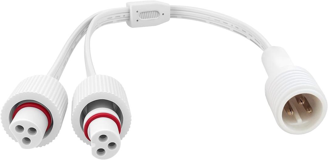 Y-Distributor for Govee Permanent Outdoor Lights,Y-Extension Cord,Compatible with Govee H705A H705B H705C H706A H706B,3-Pin Power Cord for Spot String Lights  Durable & Waterproof (Y-Splitter (2 Female to 1 Male))