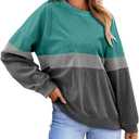 KISSMODA Womens Casual Long Sleeve Sweatshirts Color Block/Solid Tops Corduroy Crewneck Tunic Pullover with Pockets (Gray)