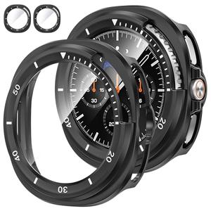 Tensea [2Pack for Samsung Galaxy Watch 8 Classic 2025 Screen Protector Case 46mm Accessories, Protective Face Cover for 46 mm, Hard Bumper Built-in Tempered Glass Film for Women Men