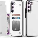 Goodon for Samsung Galaxy S23 Case Wallet - Flip Folio Leather Cover with Trendy Design, 3 Card Slots & Kickstand Function, Stylish Protective Phone Case for Women and Girls - White
