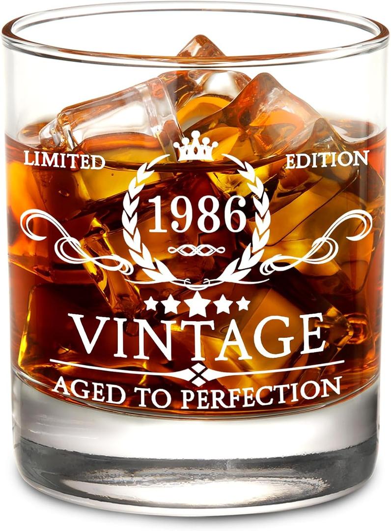 AOZITA 40th Birthday Gifts for Men - 40th Birthday Decorations for Men, Party Supplies - 40th Anniversary Ideas for Him, Dad, Husband, Friends - 11oz Whiskey Glass