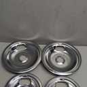 W10196405 W10196406 Stove Burner Drip Pans for Electric Stove Top-Compatible with Whirlpool Electric Range-Thickening to Prevent Bent-Set of 4 Chrome Drip Pans, Silver