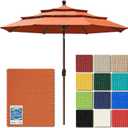 EliteShade USA 10-Year-Non-Fading 9ft 3-Tier Market Patio Umbrella, Commercial Grade Outdoor Table Umbrella with Crank Open, Windproof & UPF 50+ UV Protection, Heavy Duty Ventilation for Garden, Deck, Pool, Backyard, Beach & Bistro, Rust
