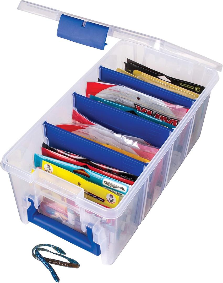 Flambeau Outdoors 4510 Clear Fishing Tackle Box Organizer - Super Half Satchel Soft Fishing Lure Storage Boxes, Bait Box Fishing Tackle Organizer, Tuff Tainer Tackle Box with Zerust Anti-Rust Dividers