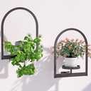 Flenpptly Wall Plant Holder, Wall Planter for Indoor Plants, Window Plant shelves for Multiple Plants Indoor Outdoor, Framed Plant Holder for Home Decor (2 Pack)