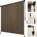Artpuch Outdoor Roller Shade 8'(W) x8'(H) Fabric Blind Mocha 220GSM Roll Up Shade, Wand Operation Exterior Roller Shades Cloth for Patio Porch Gazebo, Spliced of Two Sections (96"W x 96"H)