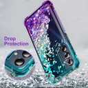 2 x for Samsung Galaxy A56 5G Case with Tempered Glass Screen Protector Glitter Bling Floating TPU Bumper Cushion Corners Protection Case - Purple