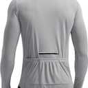 Bikewa Men's Cycling Jersey with 3+1 Rear Zipper Pockets Long Sleeve Moisture Wicking UPF 50+ Half Zip Riding Bike Shirts (Large, Light Grey)