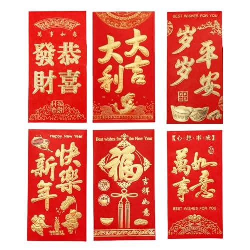 36psc Chinese New Year Red Envelopes (6 * 6pcs) Hong bao Lunar New Year Envelopes Chinese Lunar New Year Gifts Red Envelope Horse