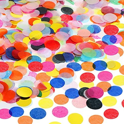 Skylety 20000 Pcs 0.6 Inch Round Paper Confetti Circles Dots 3.5 oz Colorful Rainbow Table Tissue Paper Confetti Sprinkles for Wedding Anniversaries Arts Craft DIY Scrapbooking Birthday Decoration