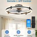 VOLISUN Ceiling Fans with Lights and Remote, 23.6in Low Profile Ceiling Fans with Light, 3000K-6500K Dimmable Fandelier Ceiling Fan, Black Flush Mount Ceiling Fan for Bedroom