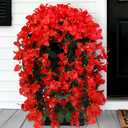 Faux Bougainvillea Artificial Flowers Plants for Outdoor Outside Summer UV Resistant, 2 PCS Fake Silk Long Trailing Vines for Front Door Porch Planter Balcony Patio Garden Decoration