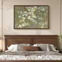 Framed Vintage Floral Wall Art, Green White Neutral Farmhouse Botanical Canvas Painting Prints Artwork for Walls, Rustic Retro Flower Picture for Living Room Bedroom Kitchen Hallway Wall Decor, 24x36