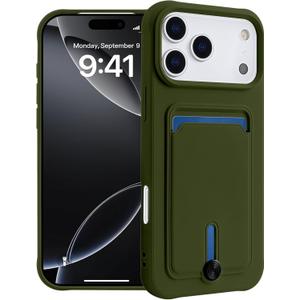 DREOLA Designed for iPhone 17 Pro Wallet Case with Card Holder, Soft Silicone Cover Microfiber Lining for Women Men, Camera Protection Shockproof Wallet Phone Case for iPhone 17 Pro Green