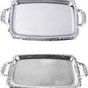 XIANGMUN High Grade European Silver Plate Metal Rectangle Fruit Sugar Trays KTV Hotel Plate Basket Wedding Party Tray Dish 1pcs