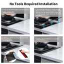 Stainless Steel Stove Gap Filler & Covers (13.8" x 1.4") with Pre-Attached Adhesive - 4-Pack Universal Fit for 13.8-27.6" Gas/Electric Stoves, Tool-Free Installation for Countertop Gaps