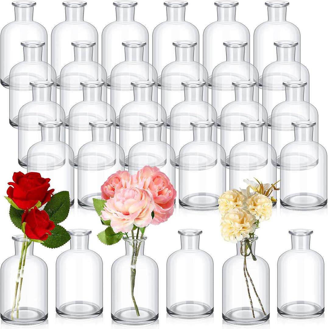 Lallisa 80 Pcs 4.9 Inches Small Glass Bud Vases Bulk Mini Flower Vases for Centerpieces Decorative Glass Bottles Vintage Rustic Decoration for Wedding Dining Table Home Decor (Clear)