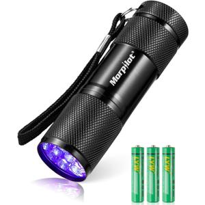 Morpilot Black Light Flashlight Mini UV Flashlight: 395nm Blacklight Flashlights, 9 Led Pet Urine Detector Light for Dog/Cat, Dry Stains, Resin Curing, Bed Bug (1 pack)