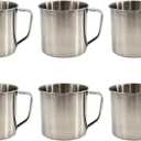 6 Pack Stainless Steel Coffee Mug with Handle, 18.5 Oz Metal Camping Cup, Reusable Portable Thermal Mug for Hot & Cold Beverages, Outdoor Activities, Travel, Picnics, and Daily Use (Silver)