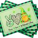 12x18 Inch St Patricks Day Placemats,Green Placemats,Place Mats Set of 4,Shamrock Placemat,St Patricks Day Decorations for Table,Washable Place Mats for Party Kitchen Dining Decoration