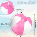 Whaline 16 Pcs 16'' Pink and White Inflatable Beach Ball Round Pool PVC Balls Cute Game Toys for Summer Hawaiian Tropical Theme Beach Party Decorations Water Sand Game Accessory