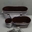 3 Different Size Metal Iron Hanging Flower Pots 13 Pcs for Outdoor Plants Metal Hanging Bucket Pots Iron Railing Fence Planter with Drainage Holes and Hooks for Porch Railing Balcony Fence (Bronze)