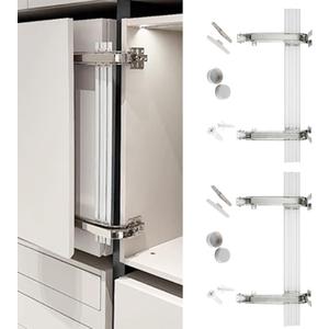 2 Sets Opening Door Hinge Set 180° Parallel Opening Cabinet Wardrobe Door Sliding Load-Bearing 17.6lbs Heavy Duty Hinge