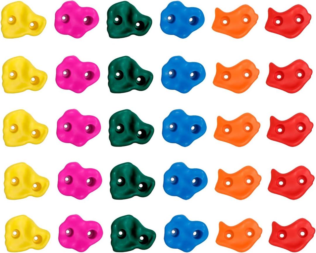 30Pcs Tree Rock Climbing Holds for Kids, Rock Wall Holds Climbing Rock Wall Grip for Indoor and Outdoor Warrior Obstacle Course Training Playground Mounting Hardware