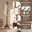 Coat Rack Freestanding with 8 Hooks, Wooden Coat Tree, Black Red