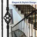 Sidasu 16-Pack Wrought Iron Balusters for Staircase, Hollow Single Basket with Double Twist 1/2" Square Metal Balusters with 32Pcs Baluster Swivel Shoes