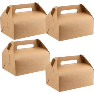 HEIHAK 50 PCS 8x6x4 Inch Large Gable Boxes Bulk, Gift Boxes with Handle, Treat Party Favor Boxes for Birthday,Wedding,Picnic and Christmas