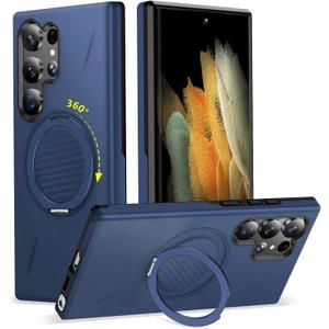 for Samsung Galaxy S23 Ultra Case with Stand, Compatible with MagSafe, [Military Grade Drop Tested] Shockproof Bumper Magnetic Protective Galaxy S23 Ultra Case (Blue)