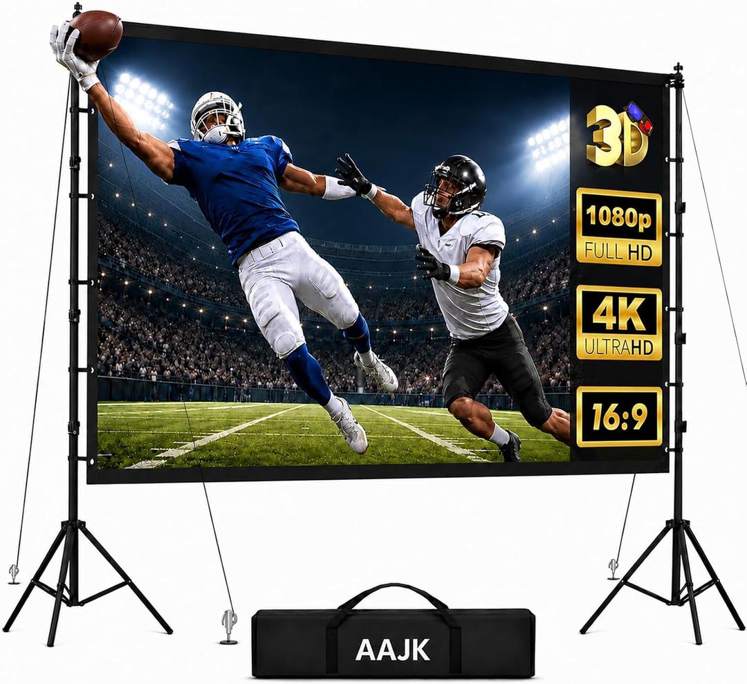 150 Inch Outdoor Projector Screen with Stand Portable Wrinkle-Free