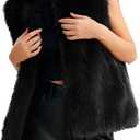 Women's Faux Fur Vest Sleeveless Fuzzy Jacket Fluffy Faux Fur Vest for Women Warm Winter Furry Vests Outerwear (Black), X -Large