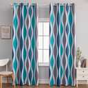 MeZQ Blackout Curtains 96 inches Long 2 Panels Set Wave Pattern Drapes, Navy, 52" W x 96" L