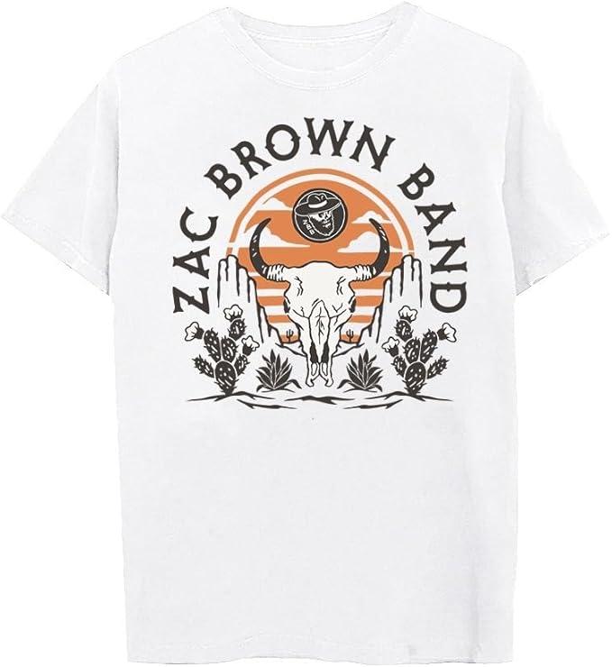 Zac Brown Band Official Merch Bull Logo Tee, White, Medium