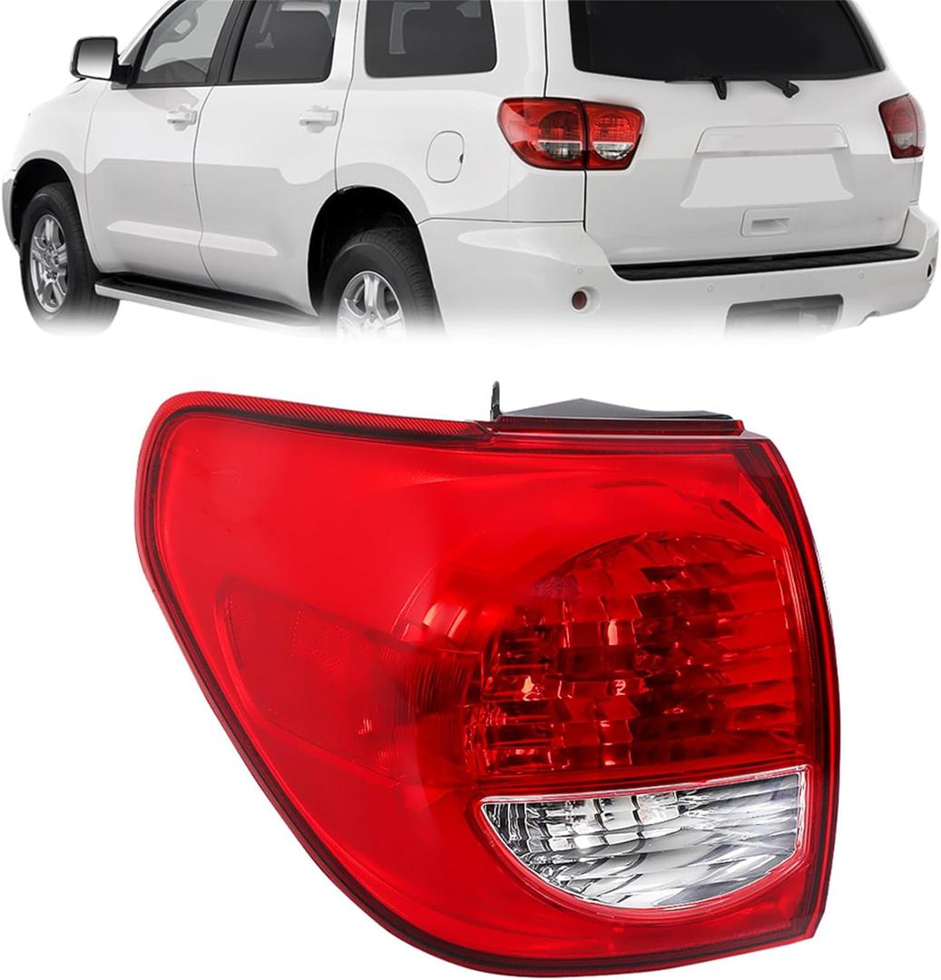 Silscvtt LH Rear Brake Outer Tail Light Assembly Replacement for Toyota Sequoia 2008-2017 Tail Light Left Side 815600C080